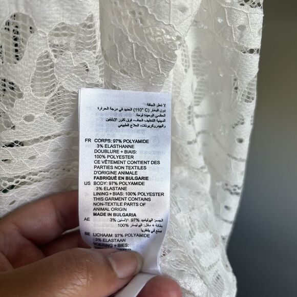 Sandro Paris Hamia White Floral Lace Blouse High Neck Quiet Luxury Size 1/Small - Picture 15 of 16